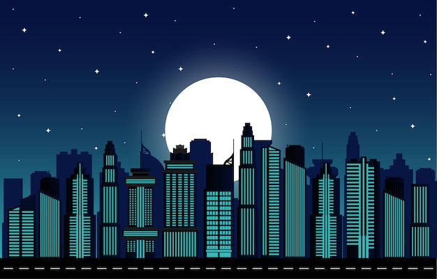 Vector night cityscape