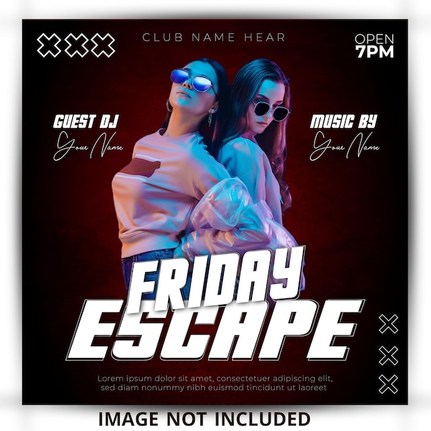 Night Club dj party flyer and social media post template