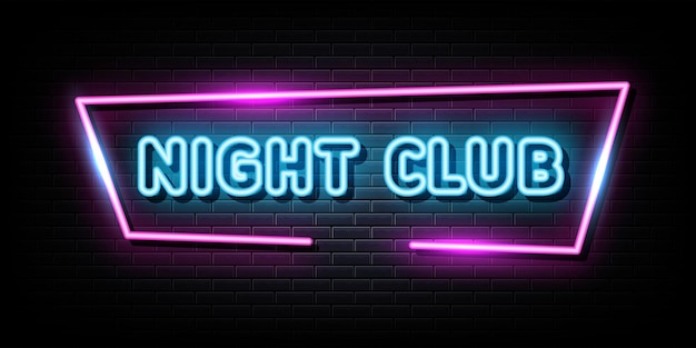 Night club neon signs vector Design template neon sign