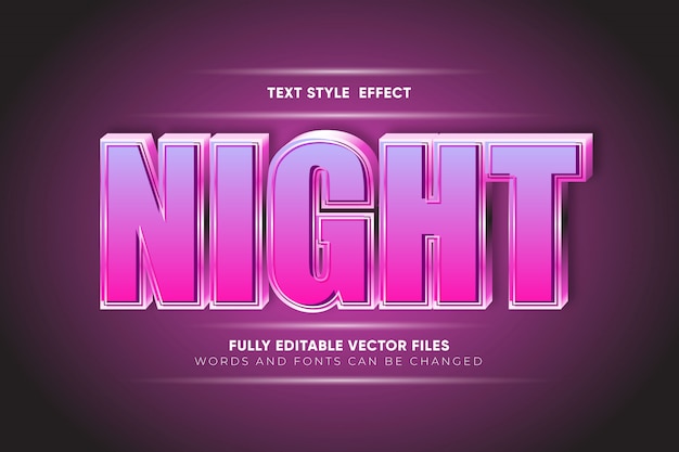 Night colorful editable text style effect