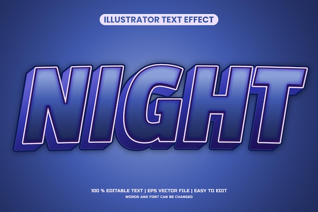 Night Editable text effect bold and dark text style