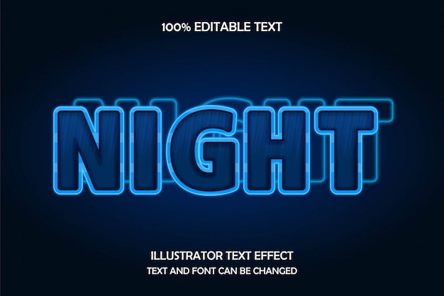 Night,editable text effect modern neon style