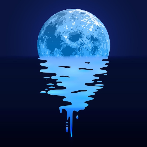 Night landscape Moonlight path Vector illustration