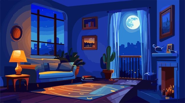 Vector night living room vector design