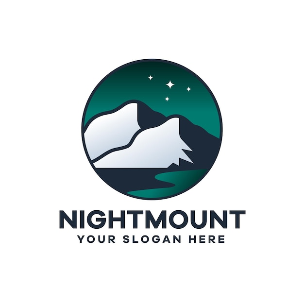 Night Mountain Outline Adventure Logo