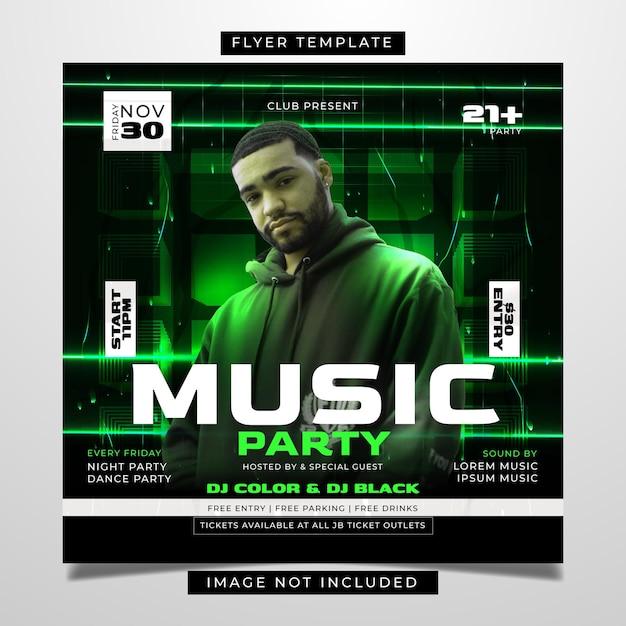 Night music party flyer template