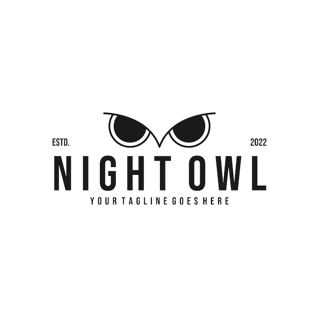 Night owl logo template Simple logo design Vector illustration