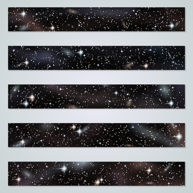 Night panoramic backgrounds with stars, nebula and galaxies set