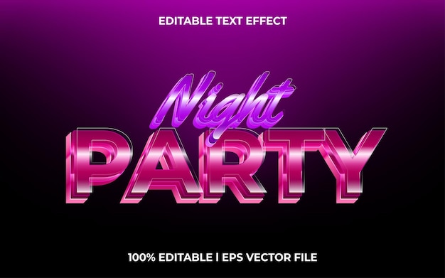 Night Party 3d text effect with glow theme typography for products tittle