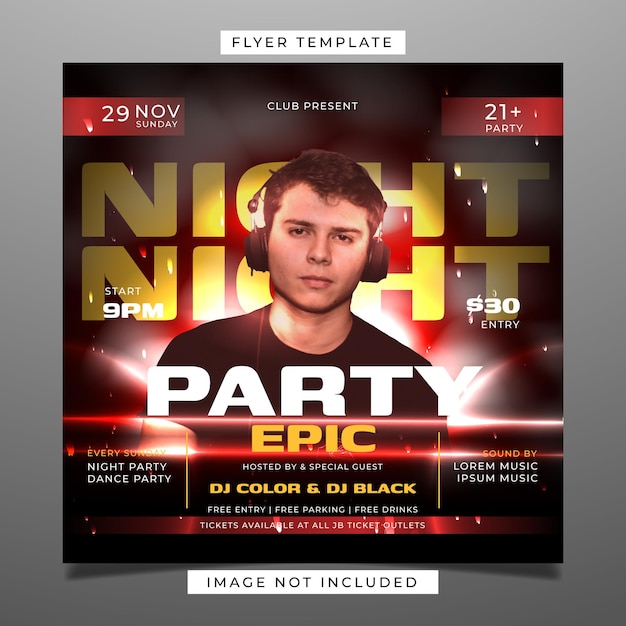 Night party flyer template