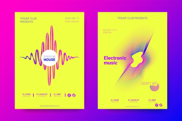 Night party flyers for electronic music festival invitation