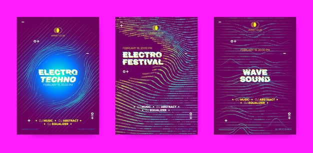 Night party flyers for electronic music festival invitation