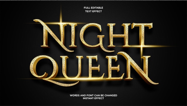 Night queen arts luxury editable text effect modern gradient gold style