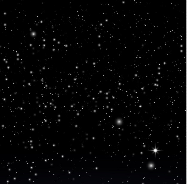 Night shining starry sky Stardust black cosmos background Outer space light stars Galaxy Vector