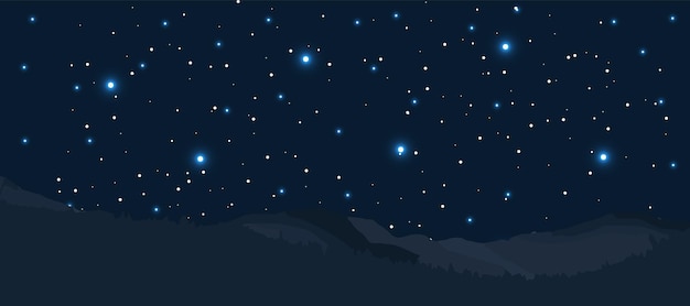 Night sky background with stars and mountains