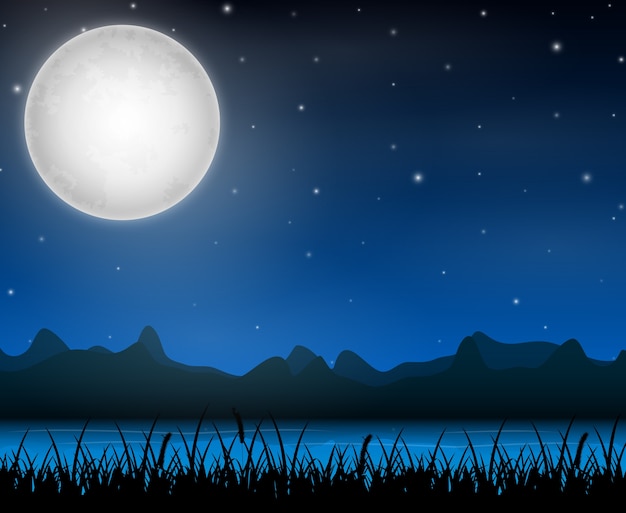 Night sky landscape with mountains