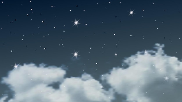 Night sky with clouds and many stars Abstract nature background with stardust in deep universe Vector illustration