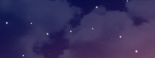 Vector night sky with clouds and many stars