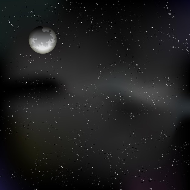 Night sky with moon and stars