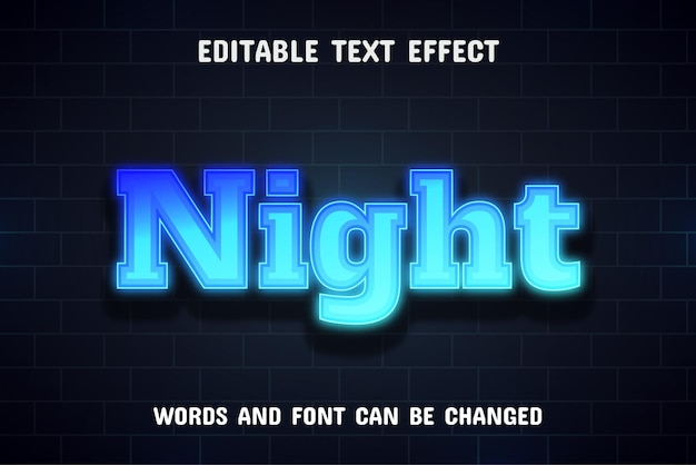 Night text neon text effect