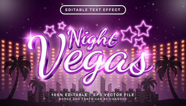 night vegas 3d text effect and editable text effect