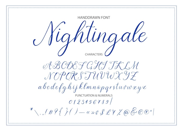 Nightingale Handdrawn calligraphic vector font