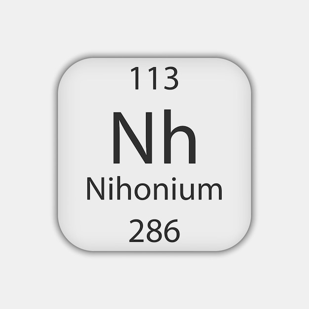 Nihonium symbol Chemical element of the periodic table Vector illustration