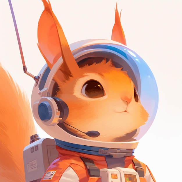 A nimble squirrel astronaut cartoon style