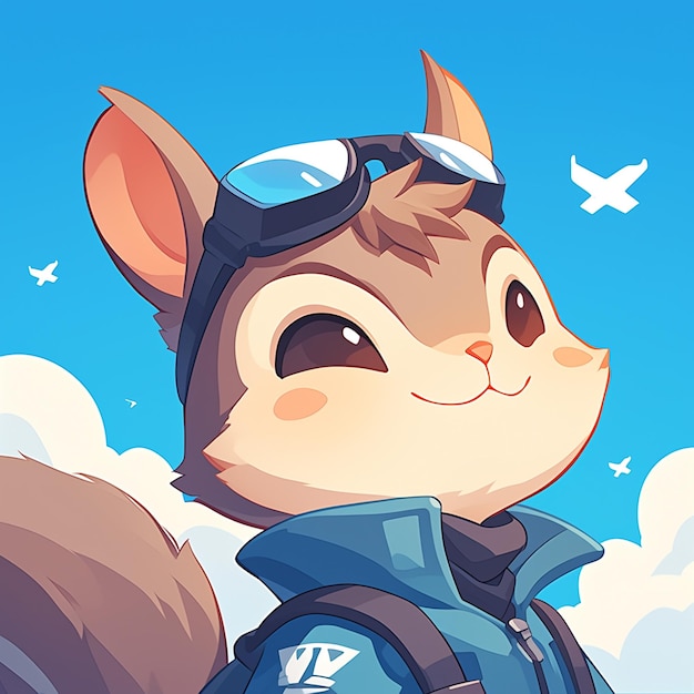 A nimble squirrel pilot cartoon style