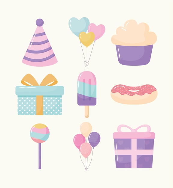 Nine birthday items