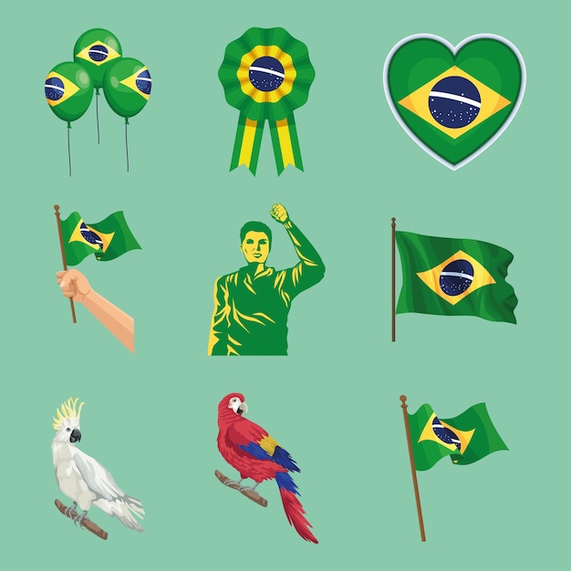 Nine brazil independence icons