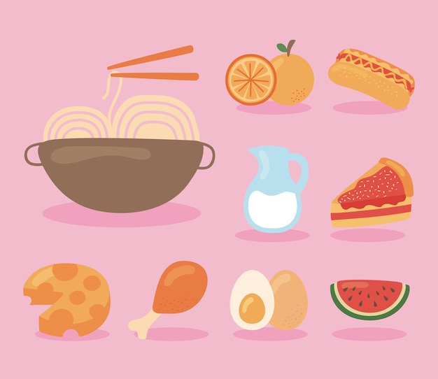 Nine food nutritive icons