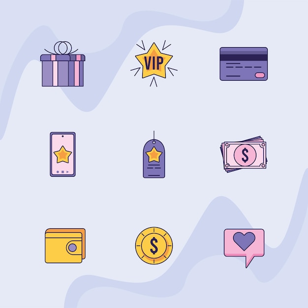 Nine loyalty program icons