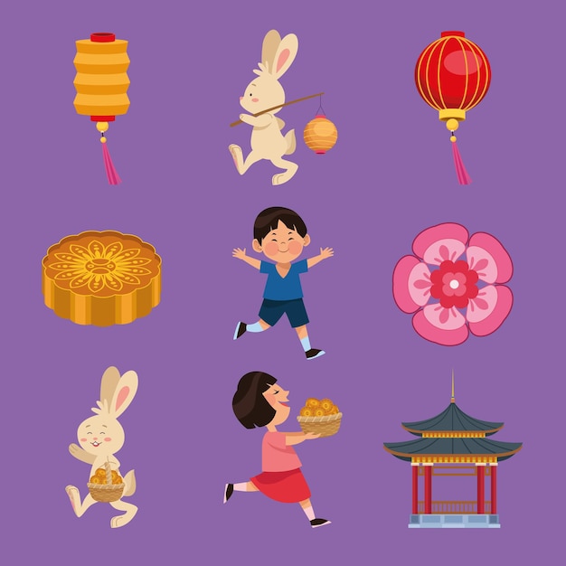 Nine mid autumn festival icons