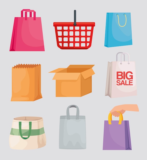 Nine shopping bags set