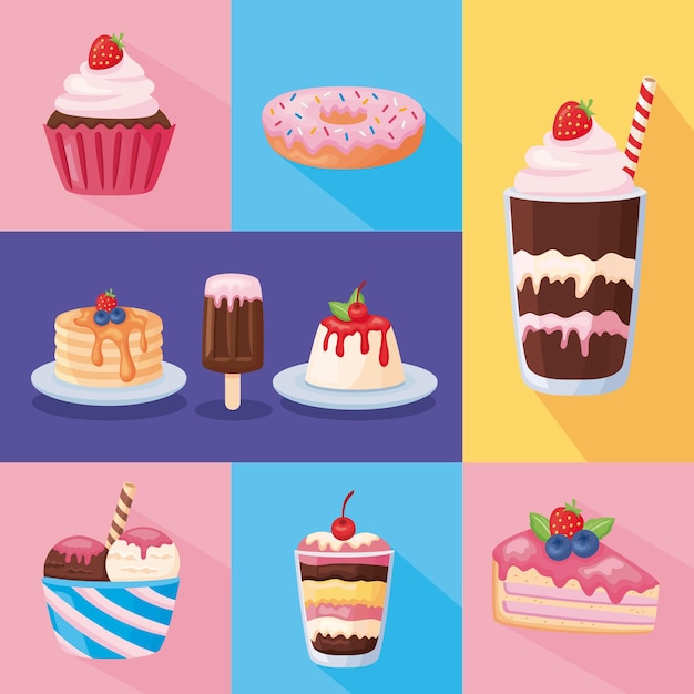 Nine sweet desserts