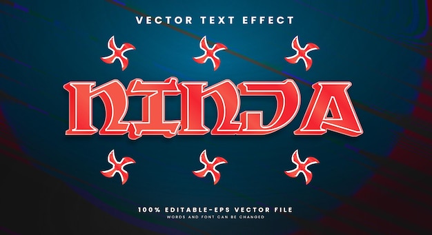 Ninja 3D editable text effect template with bold font concept