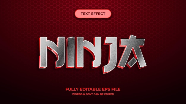 Ninja 3D text effect editable modern lettering typography font style