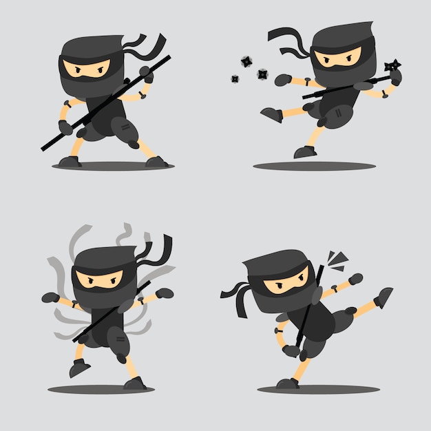 Ninja action character illustration