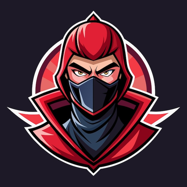 Vector ninja assasin full face with mask vector logo