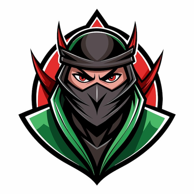 Ninja assasin full face with mask vector logo