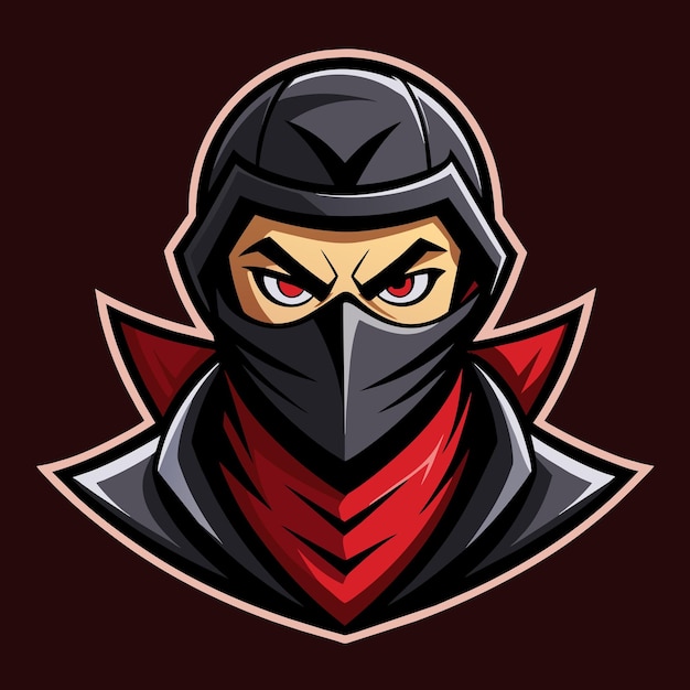 Vector ninja assasin full face with mask vector logo