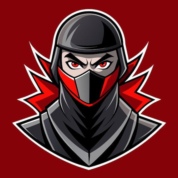 Ninja assasin full face with mask vector logo