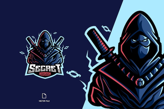 ninja assassin mascot logo game for sport and esport team illustration