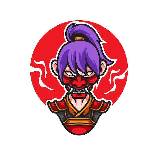 NINJA GIRL SPORT MASCOT LOGO