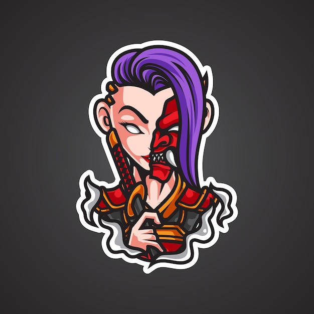 NINJA GIRL SPORT MASCOT LOGO