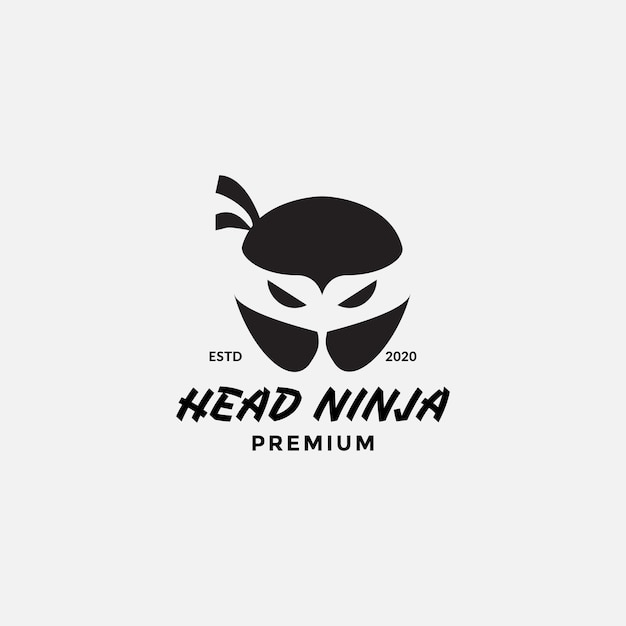 Vector ninja head face simple silhouette logo design