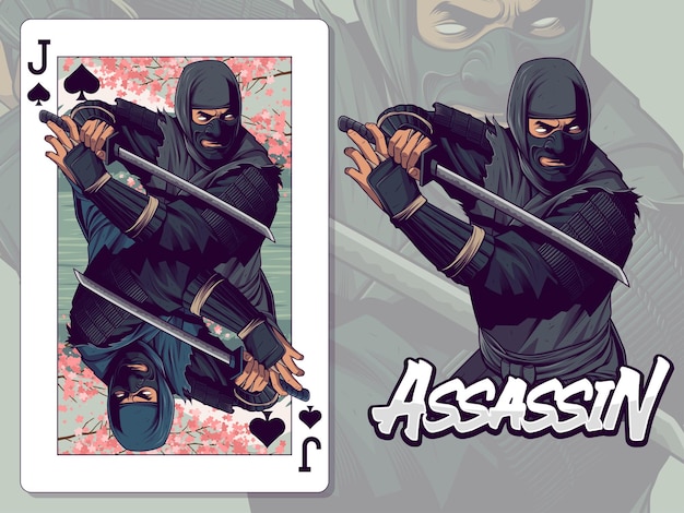 Ninja Illustration for Jack of Spades playing card design