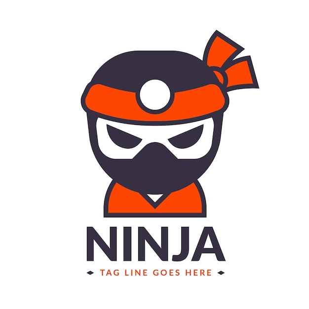 Ninja logo template in flat style