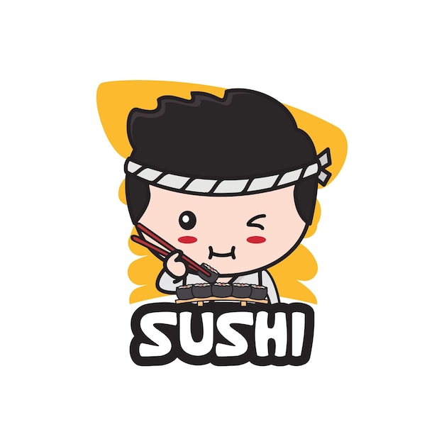 Ninja mascot logo template for sushi food